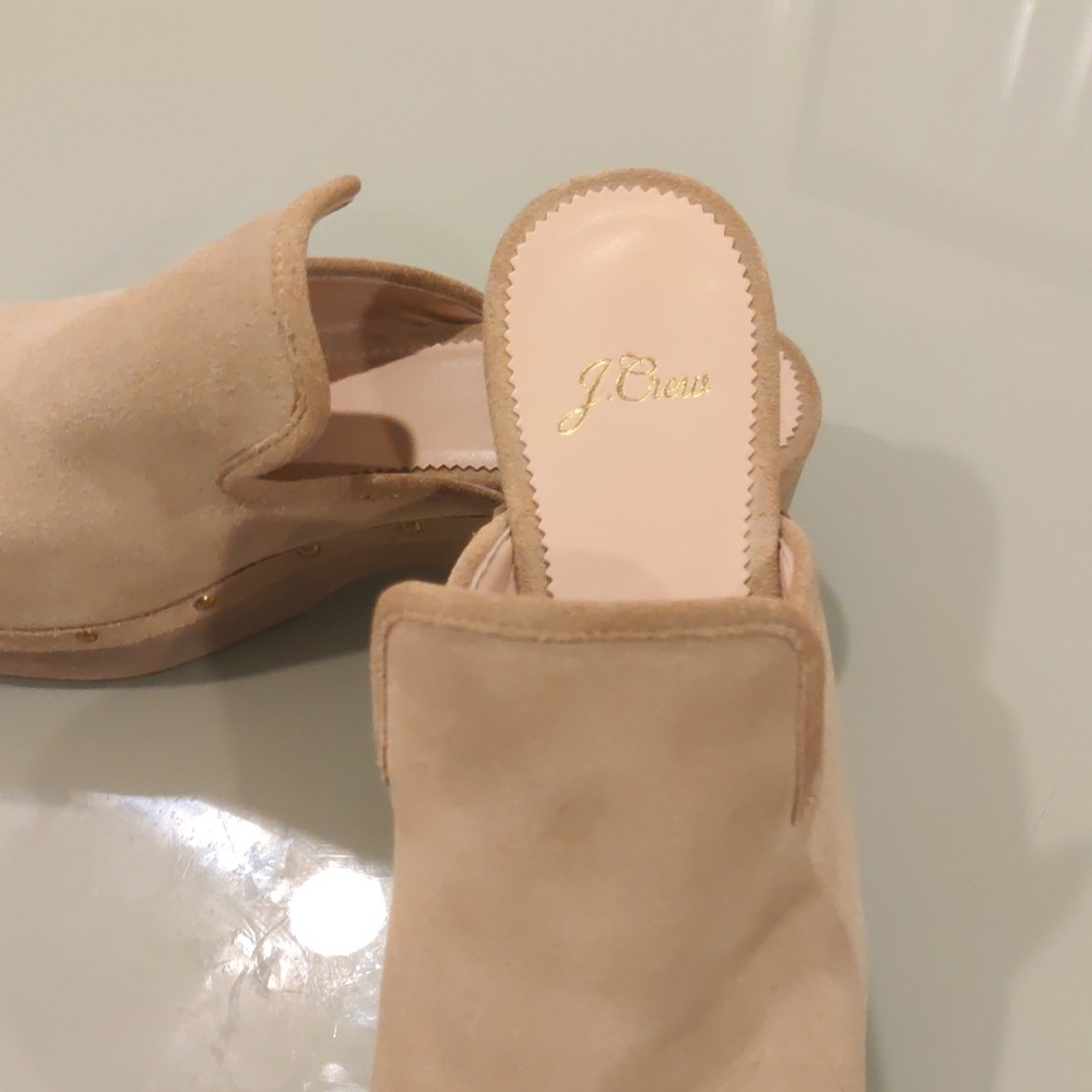 J. Crew Beige Suede Mules with Gold Studs Size 7 - Picture 7 of 11